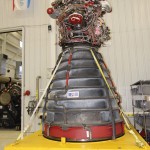 Space Shuttle Engine A space shuttle main engine stands alone.