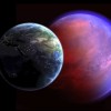 The exoplanet 55 Cancri e compared with Earth in the foreground