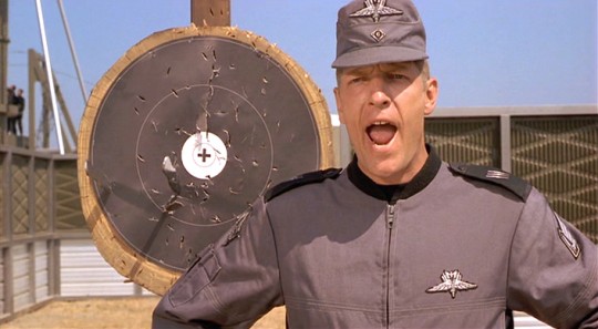 The actor Clancy Brown in the movie Starship Troopers