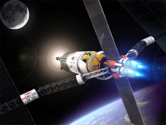 A VASMIR Powered Ship An artists rendition of a VASMIR powered ship.