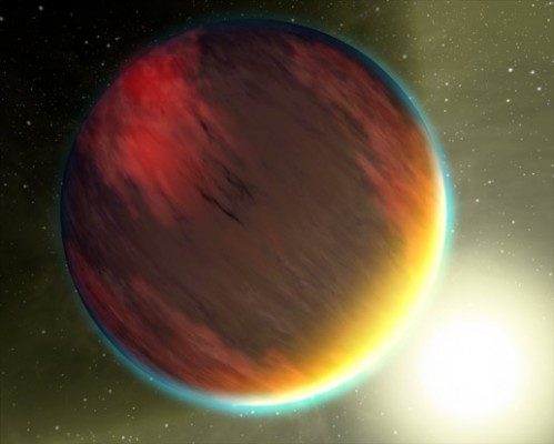 An artist's concept of what a sunset would look like on HD 209458b