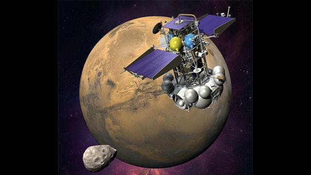 An artists rendering of the Russian Phobos-Grunt Mars probe