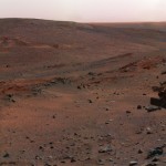 A synthetic image of a Mars rover placed inside an actual shot of Mars
