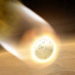 An artist's rendition of a Mars rover entering the Martian atmosphere