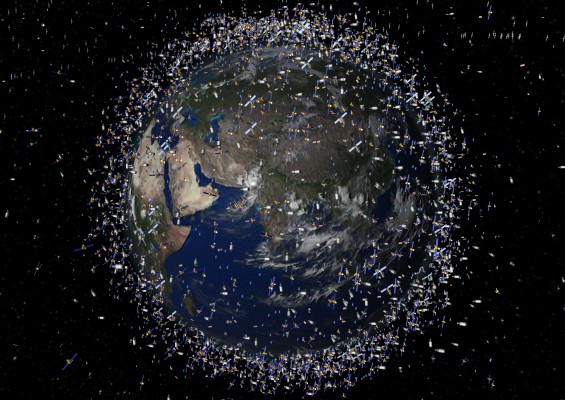 A rendering of the amount of junk orbiting space.
