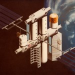 A concept image for NASA's proposed Space Operations Center space station.