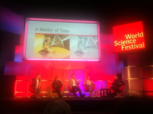 A picture of the pannel at the World Science Festival.